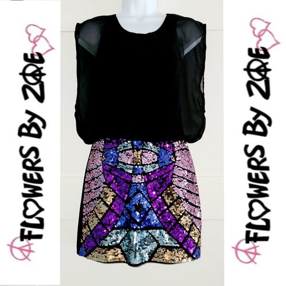 Flowers by Zoe Dresses Flowers By Zoe Sequin Detail Mini Dress